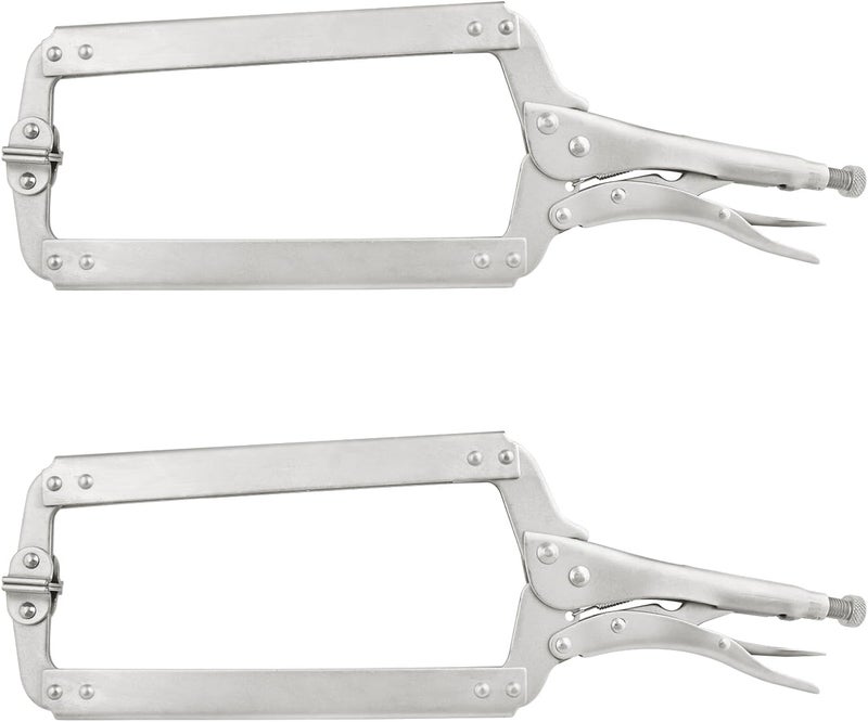 GENHAKON 2 Pack 18 Inch C Clamp Locking Pliers,Locking C Clamp, Adjustable Nickel Plated C Pliers For Wood Working, Welding, Electrician Maintenance and more, by - Image 1